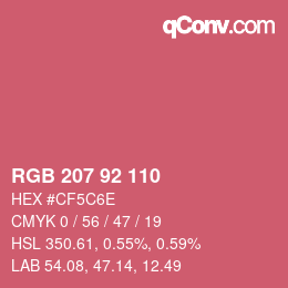 カラーコード: RGB 207 92 110 | qconv.com