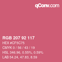 カラーコード: RGB 207 92 117 | qconv.com
