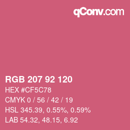 カラーコード: RGB 207 92 120 | qconv.com