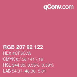 カラーコード: RGB 207 92 122 | qconv.com