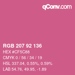 カラーコード: RGB 207 92 136 | qconv.com