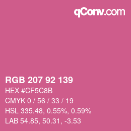 カラーコード: RGB 207 92 139 | qconv.com