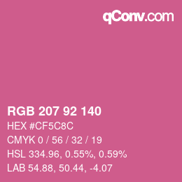 カラーコード: RGB 207 92 140 | qconv.com