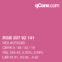 カラーコード: RGB 207 92 141 | qconv.com