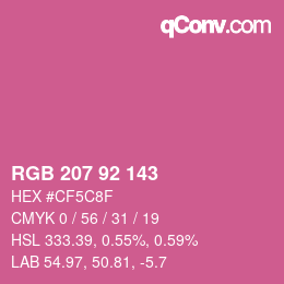 カラーコード: RGB 207 92 143 | qconv.com