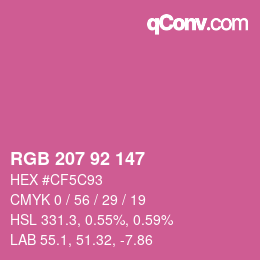 カラーコード: RGB 207 92 147 | qconv.com