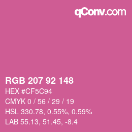 カラーコード: RGB 207 92 148 | qconv.com