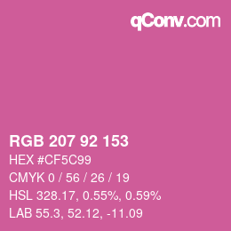 カラーコード: RGB 207 92 153 | qconv.com