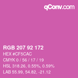 カラーコード: RGB 207 92 172 | qconv.com