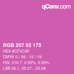カラーコード: RGB 207 92 175 | qconv.com