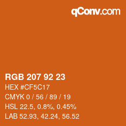 颜色代码: RGB 207 92 23 | qconv.com