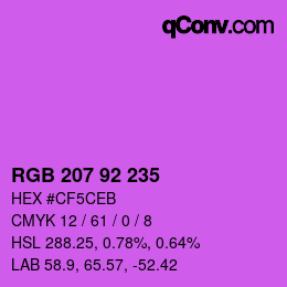颜色代码: RGB 207 92 235 | qconv.com
