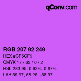 カラーコード: RGB 207 92 249 | qconv.com