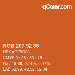 Color code: RGB 207 92 35 | qconv.com