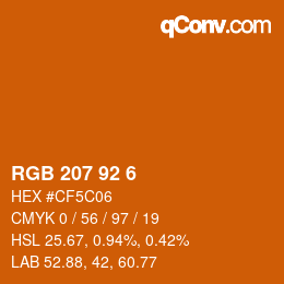 カラーコード: RGB 207 92 6 | qconv.com