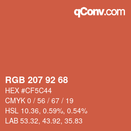カラーコード: RGB 207 92 68 | qconv.com