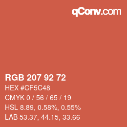 カラーコード: RGB 207 92 72 | qconv.com