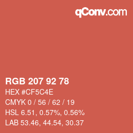 Color code: RGB 207 92 78 | qconv.com