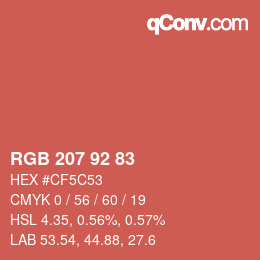 カラーコード: RGB 207 92 83 | qconv.com