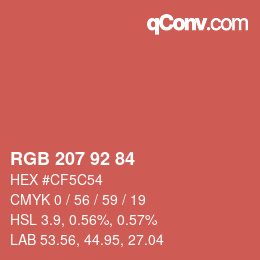 カラーコード: RGB 207 92 84 | qconv.com