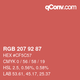 カラーコード: RGB 207 92 87 | qconv.com