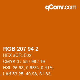 Color code: RGB 207 94 2 | qconv.com