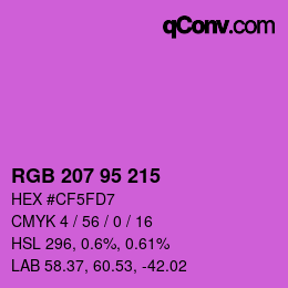 Color code: RGB 207 95 215 | qconv.com