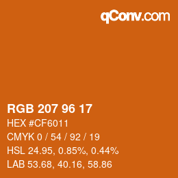 Color code: RGB 207 96 17 | qconv.com