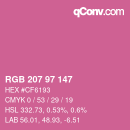 颜色代码: RGB 207 97 147 | qconv.com