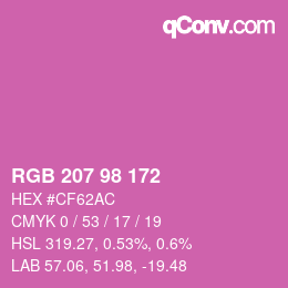 カラーコード: RGB 207 98 172 | qconv.com