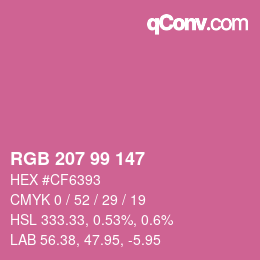 Farbcode: RGB 207 99 147 | qconv.com