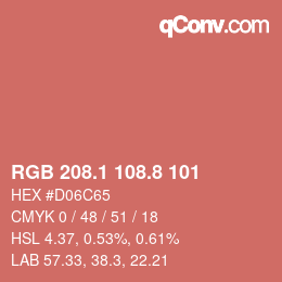 カラーコード: RGB 208.1 108.8 101 | qconv.com