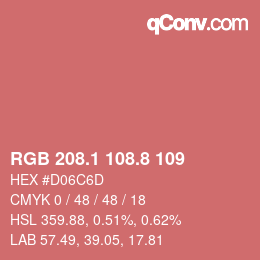 カラーコード: RGB 208.1 108.8 109 | qconv.com