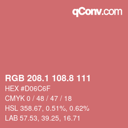 カラーコード: RGB 208.1 108.8 111 | qconv.com