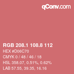カラーコード: RGB 208.1 108.8 112 | qconv.com
