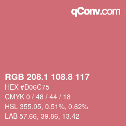 カラーコード: RGB 208.1 108.8 117 | qconv.com