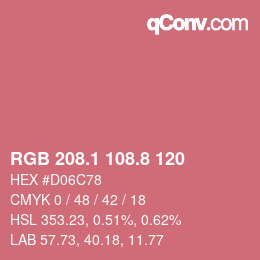 カラーコード: RGB 208.1 108.8 120 | qconv.com