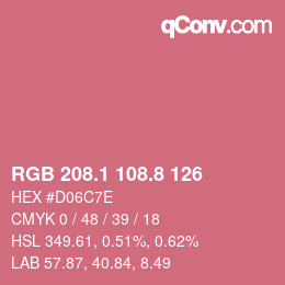 カラーコード: RGB 208.1 108.8 126 | qconv.com