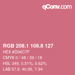 カラーコード: RGB 208.1 108.8 127 | qconv.com
