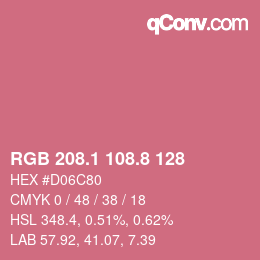 カラーコード: RGB 208.1 108.8 128 | qconv.com
