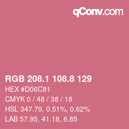 カラーコード: RGB 208.1 108.8 129 | qconv.com