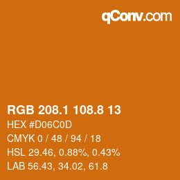 カラーコード: RGB 208.1 108.8 13 | qconv.com