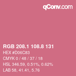 カラーコード: RGB 208.1 108.8 131 | qconv.com