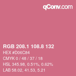 カラーコード: RGB 208.1 108.8 132 | qconv.com
