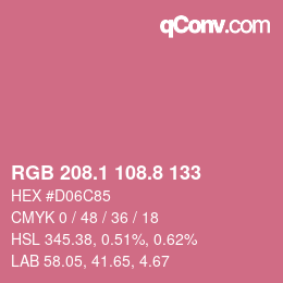 カラーコード: RGB 208.1 108.8 133 | qconv.com