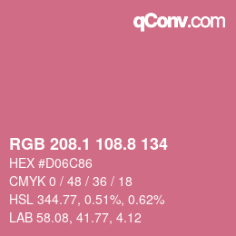 カラーコード: RGB 208.1 108.8 134 | qconv.com
