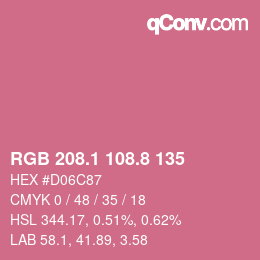 カラーコード: RGB 208.1 108.8 135 | qconv.com