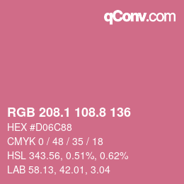 カラーコード: RGB 208.1 108.8 136 | qconv.com