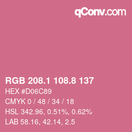 カラーコード: RGB 208.1 108.8 137 | qconv.com