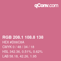 カラーコード: RGB 208.1 108.8 138 | qconv.com